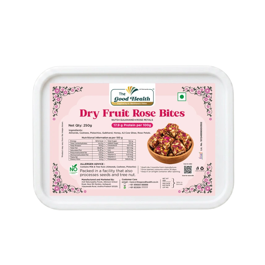 Dryfruit Rose Bites | www.thegoodhealth.co.in